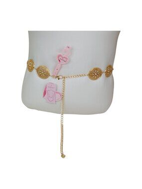 Gold Chain Belt With Ornate Medallions S/M By True Love Accessories 45" Long